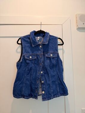H&M Blue Denim Vest with Contrast Stitching